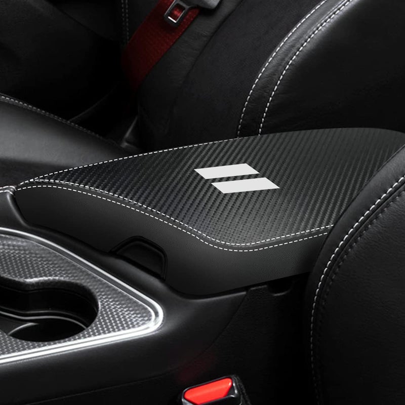 YOFAMO for Dodge Challenger 2015-2023 Car Armrest Cover Waterproof Center Console Pad Covers Scratch Resistance Box Cover Leather Protector Pad Decoration Accessories(Carbon Fiber + Black) - Image 1